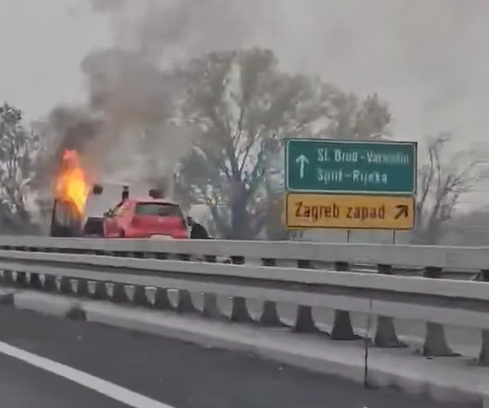 POŽAR NA AUTOCESTI: Gori vučna služba na obilaznici Zagreb zapad