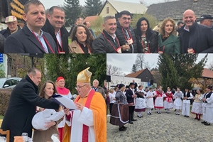 Martinje v Kumrovcu okupilo mnoštvo ljubitelja dobre kapljice i hrane – kumovi na krštenju mošta Valentina Pakračić Jambrek i Marin Štritof