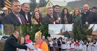 Martinje v Kumrovcu okupilo mnoštvo ljubitelja dobre kapljice i hrane – kumovi na krštenju mošta Valentina Pakračić Jambrek i Marin Štritof