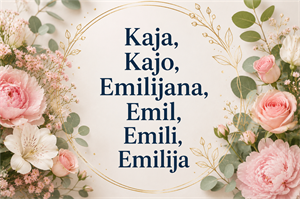 Kaja, Kajo, Emilijan, Emilijana, Emil, Emili, Emilija