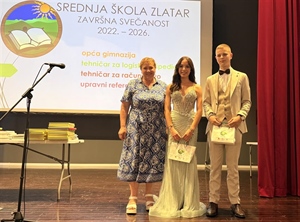 Zamjenica Petek uručila nagrade superodlikašima Srednje škole Zlatar Lovri Klanciru i Dorotei Borić!
