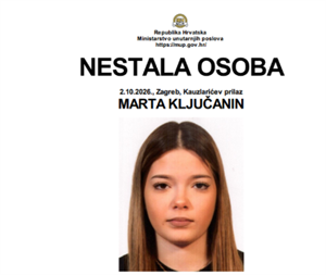 U Zagrebu nestala Marta Ključanin: Policija poziva građane da pomognu u potrazi