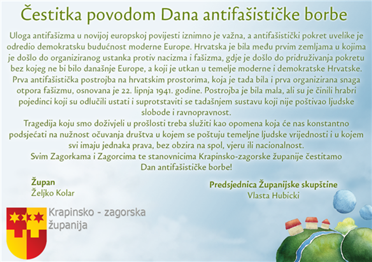 Čestitka Krapinsko-zagorske županije povodom Dana antifašističke borbe